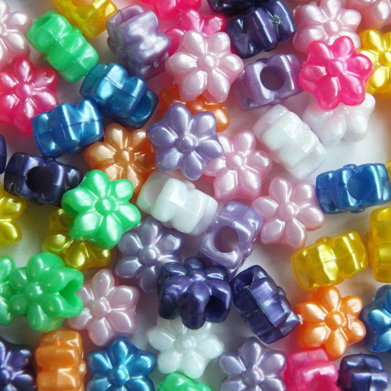 BeadExplosion Flower Beads Pearl Colors Large Hole Pony Beads Multi Mix Made in USA - Image 3